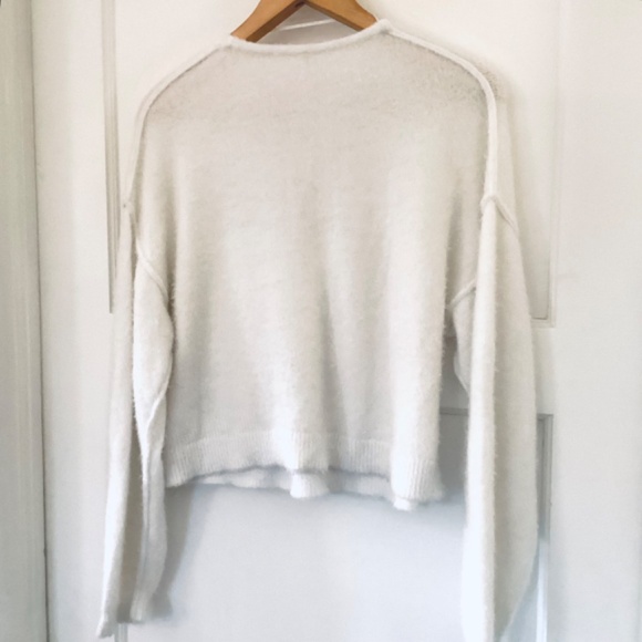 Free People Sweater Womens Size XS Cream Fuzzy Deep V-Neck Boho Casual Stretch - Picture 9 of 12